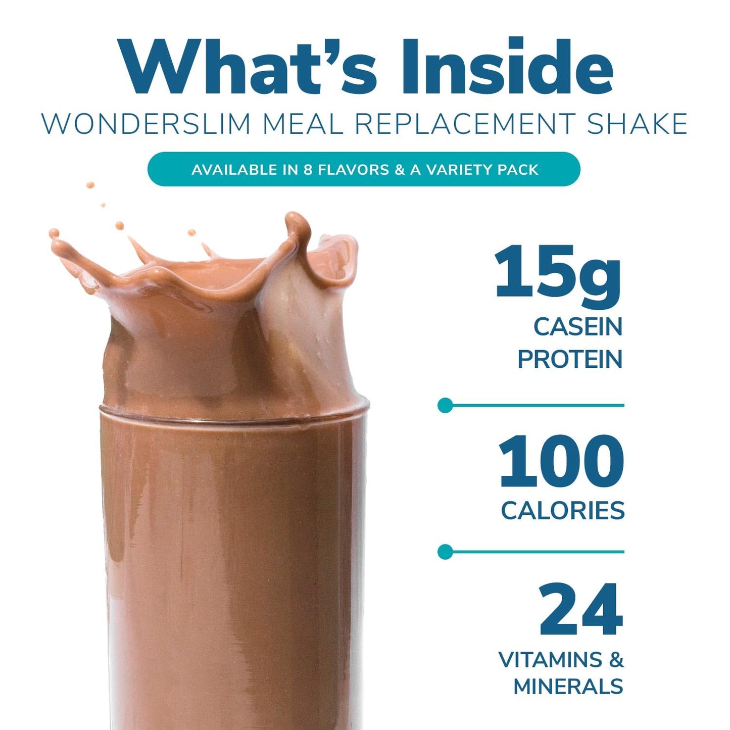 WonderSlim Meal Replacement Shake Variety Pack - 15g Protein, 24 Vitamins & Minerals, Gluten Free - 7 Count Box