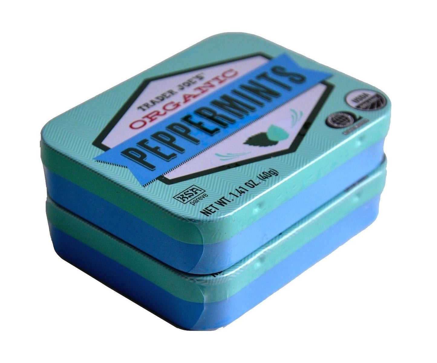 Trader Joe'S Organic Peppermints, 1.41 Oz Tin (Pack Of 2)