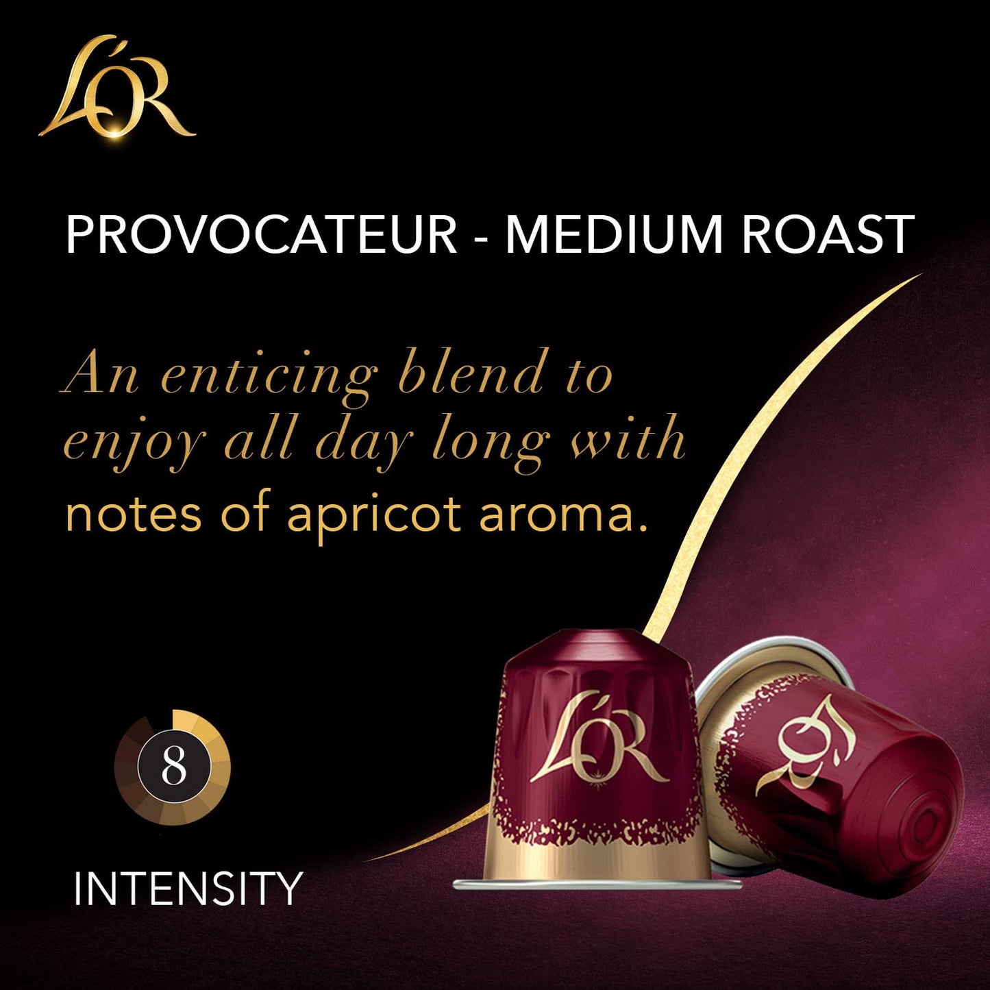 LOR Coffee Pods  30 Count Provocateur Medium Roast Blend  Single Cup Aluminum Coffee Capsules Compatible with the LOR BARISTA System & *Nespresso Original Machines  30 Count (Pack of 1)