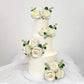 DRWATE Flower Cake Toppers Artificial White Rose Eucalyptus Decorations for Birthday, Wedding, Baby Shower, Boho Party Supplies