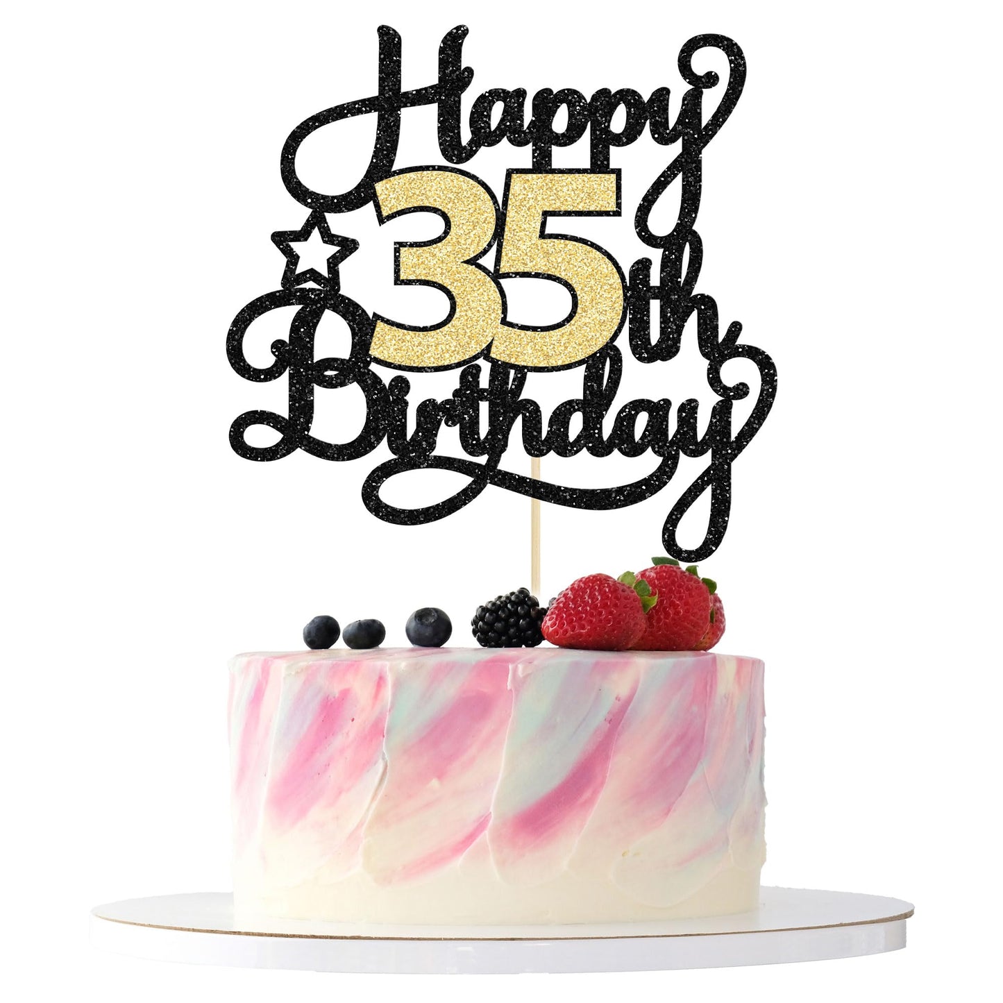 1Pc Happy 35Th Birthday Cake Topper Glitter Cheers To 35 Years Birthday Cake Pick 35 Fabulous Cake Decoration For Happy 35Th Bir
