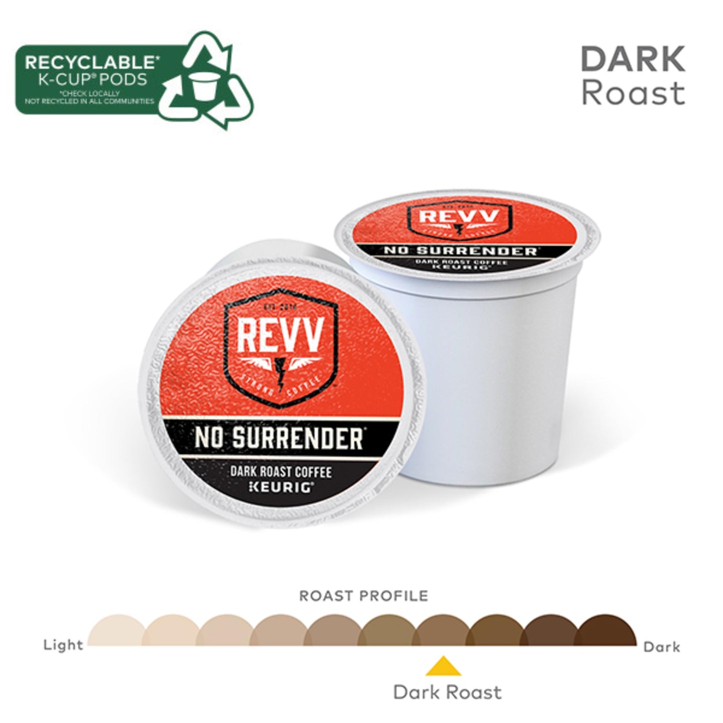 REVV Dark Roast Coffee K-Cup Pods, 24 Count, Single-Serve, Model 5000204430, Coffee