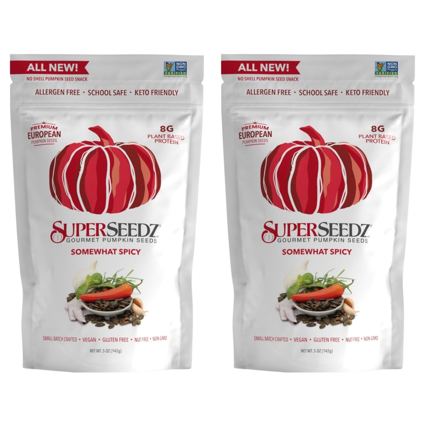 Super Seedz Seed Pumpkin Somewhat Spicy 5 Ounce - Pack of 2