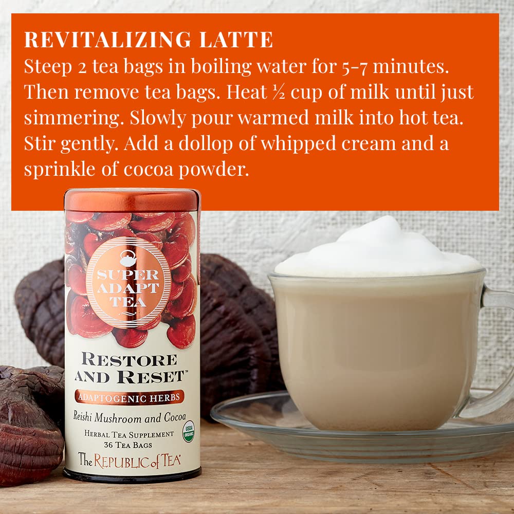 The Republic of Tea Restore and Reset Herbal Tea, Organic, Caffeine Free, 36 Count
