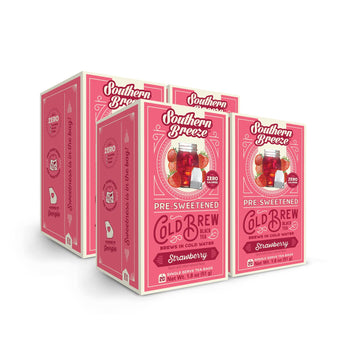 Southern Breeze Cold Brew Sweet Tea Strawberry Iced Tea With Black Tea And Zero Carbs Zero Sugar, 20 Individually Wrapped Tea Bags, Pack Of 4
