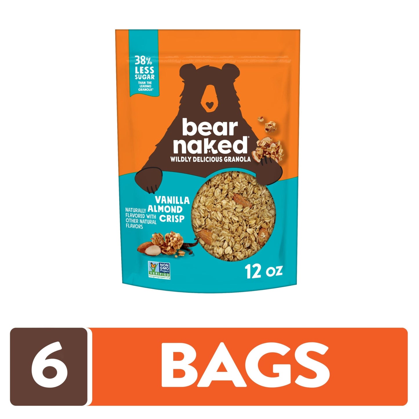 Bear Naked Granola Cereal, Whole Grain Vanilla Almond Crisp, 12 Ounce (Pack of 6)