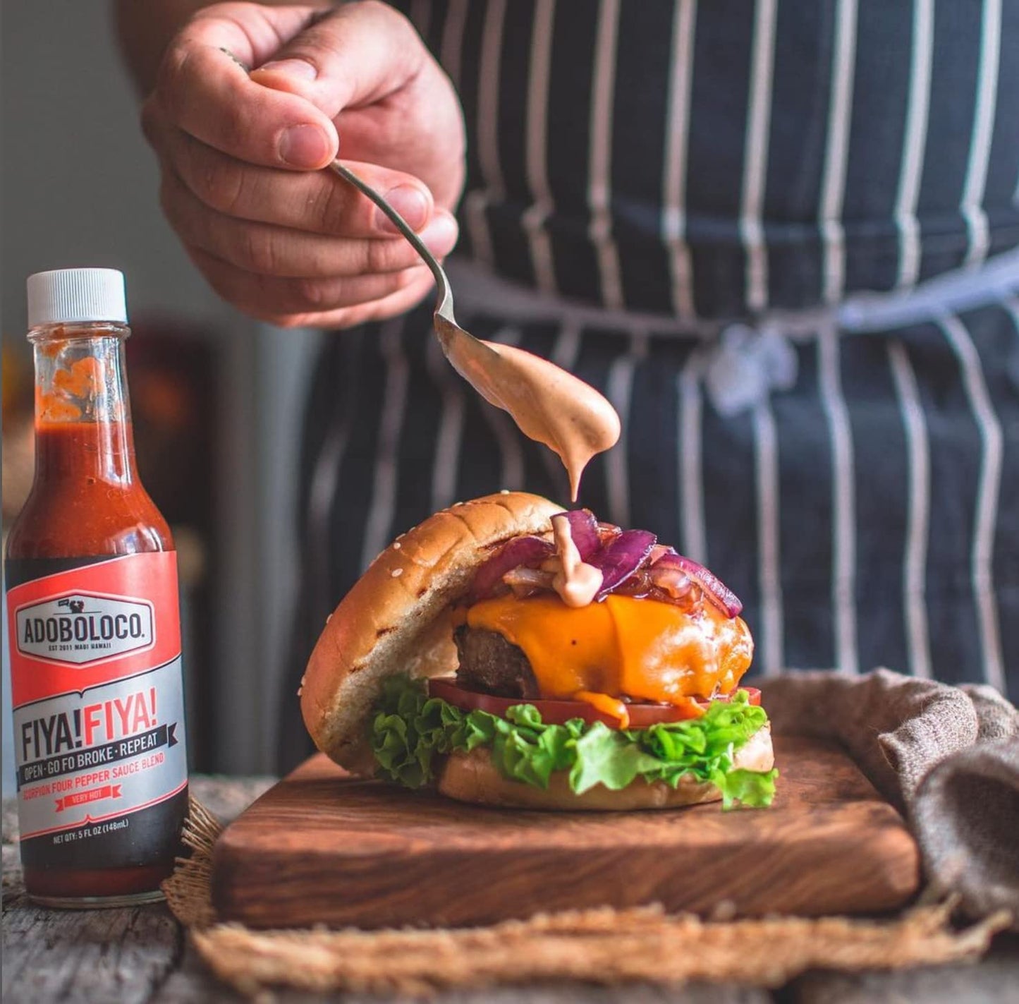 Adoboloco Hot Sauce Fiya! Fiya! 5Oz Sauce Extremely Hot Super Tasty Fiery Chili Pepper Sauce Blend