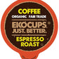 Ekocups Organic Espresso Roast Coffee Pods, Extra 30% More Coffee Per Cup, Artisan Fair Trade Dark Roast, Espresso Coffee For Ke