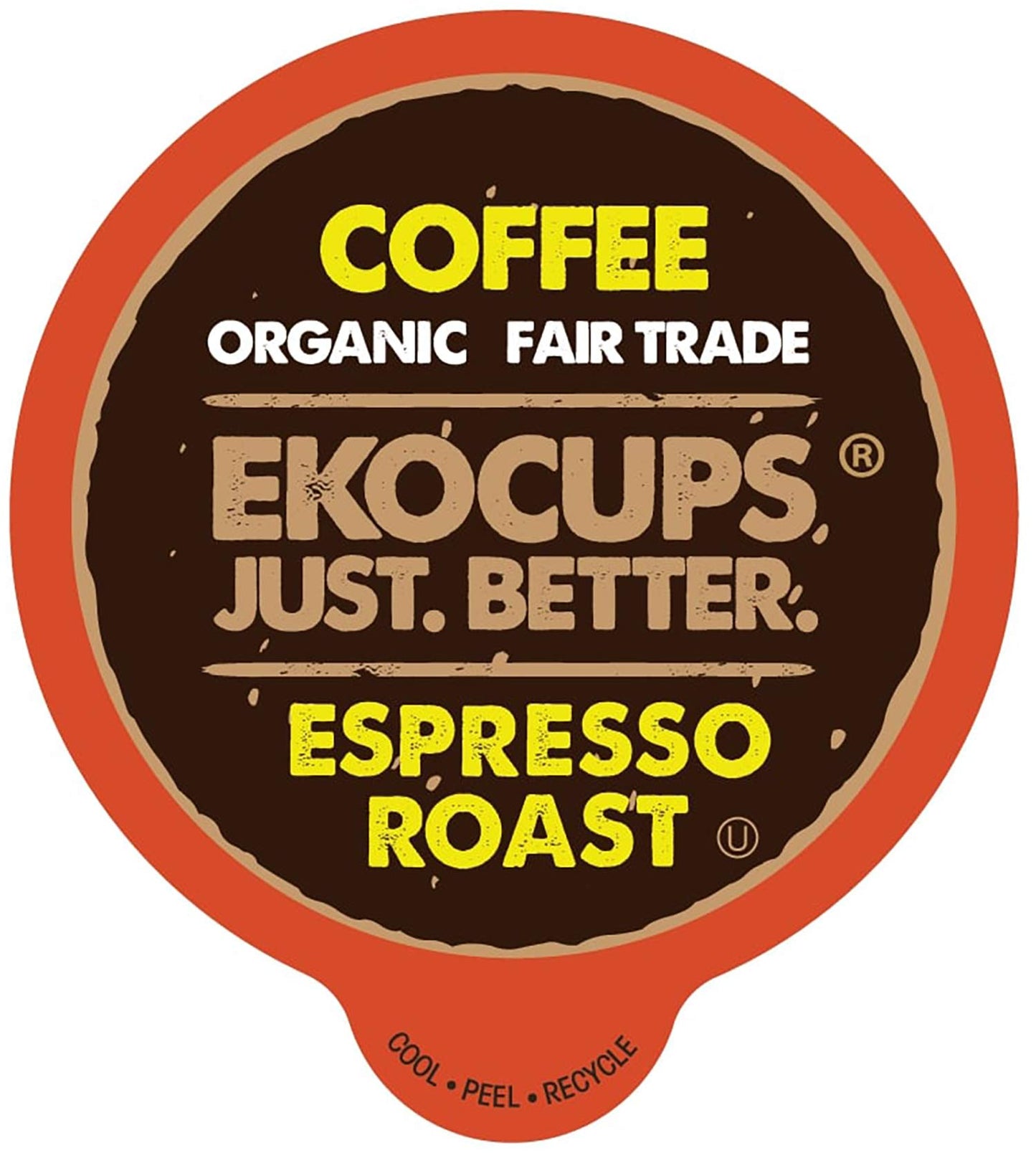 Ekocups Organic Espresso Roast Coffee Pods, Extra 30% More Coffee Per Cup, Artisan Fair Trade Dark Roast, Espresso Coffee For Ke