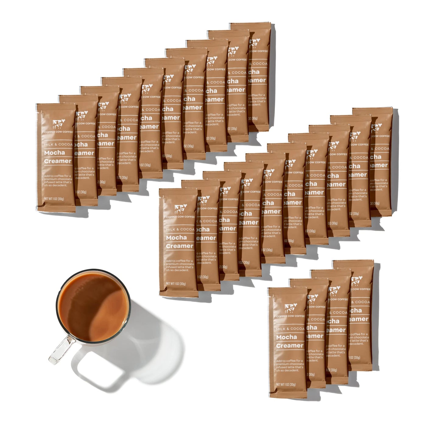 Copper Cow Coffee Sweetened Mocha Milk Creamer Singles (24 pack) | Vietnamese Inspired Coffee Creamer  All Natural Creamer Packets for Pour Overs & Lattes | No Refrigeration Needed  Travel Friendly