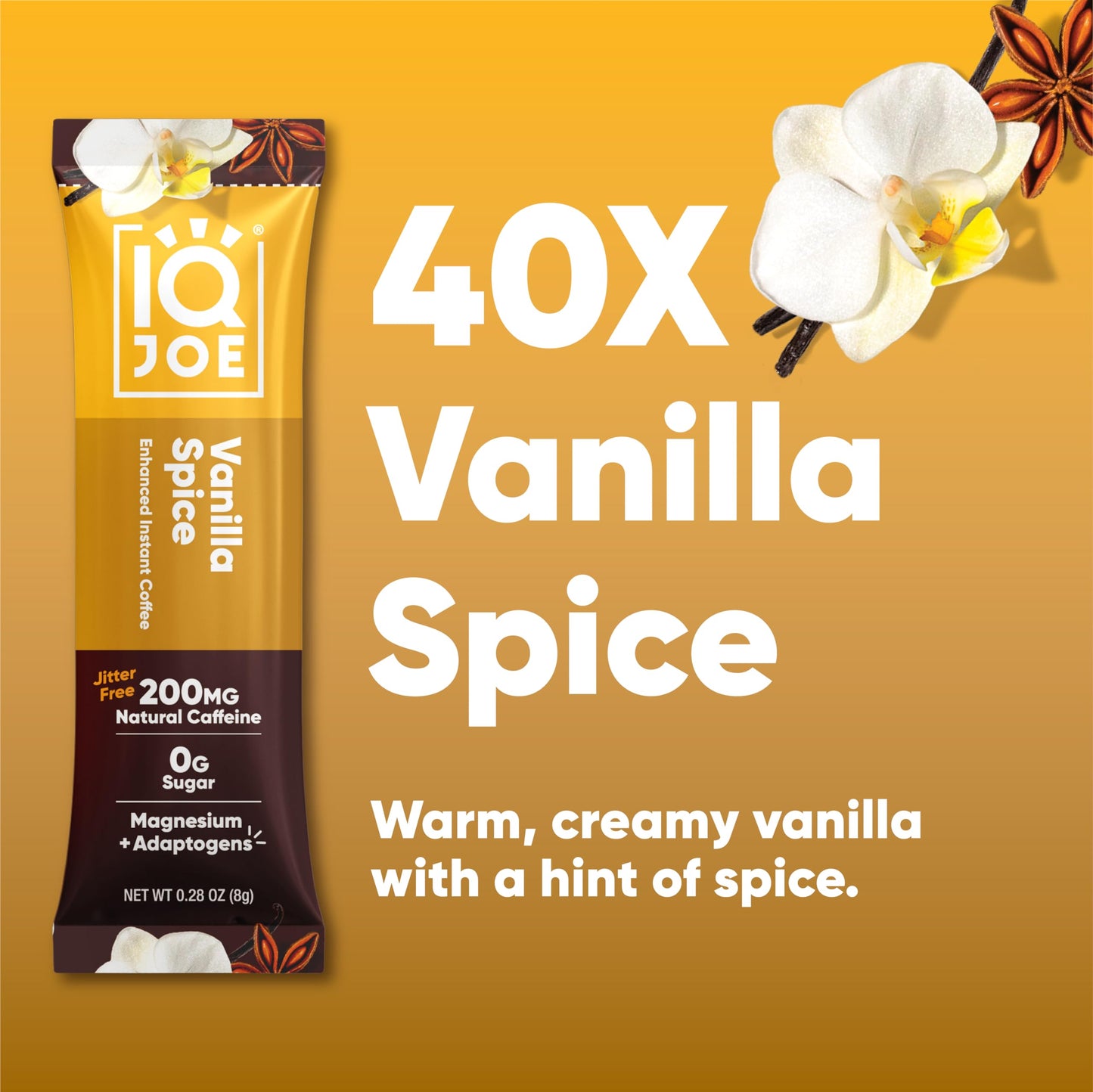 IQBAR Mushroom Coffee Packets - Vanilla Spice - 40 Servings - Sugar Free, Keto, Vegan
