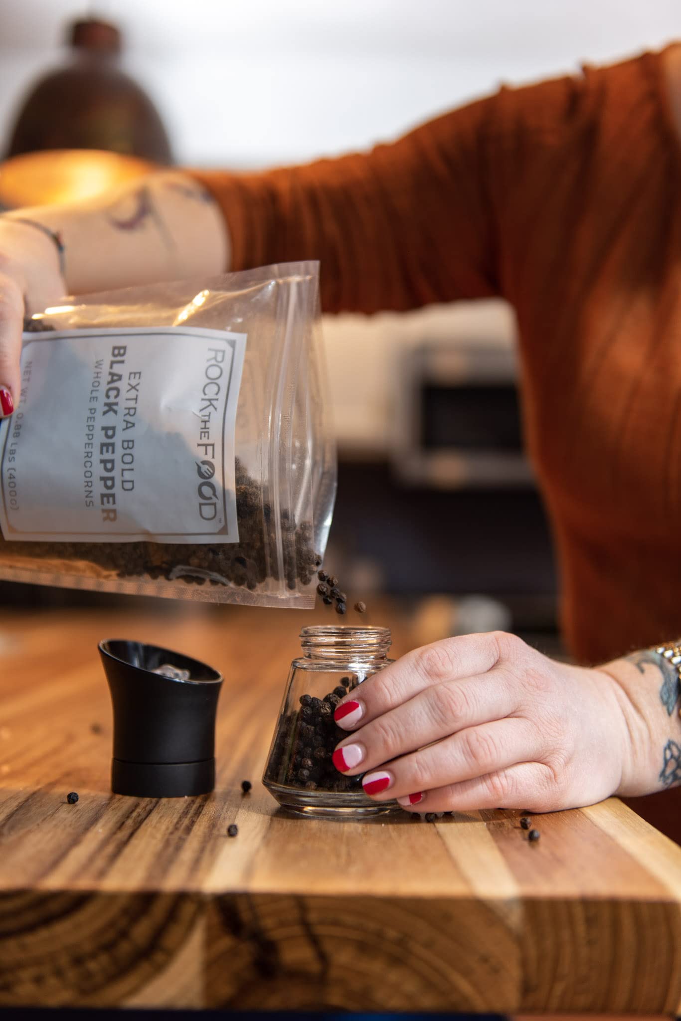 Rock The Food | Whole Black Peppercorns For Grinder 400G | Perfect For Refilling Grinders And Great For Seasoning Jars.