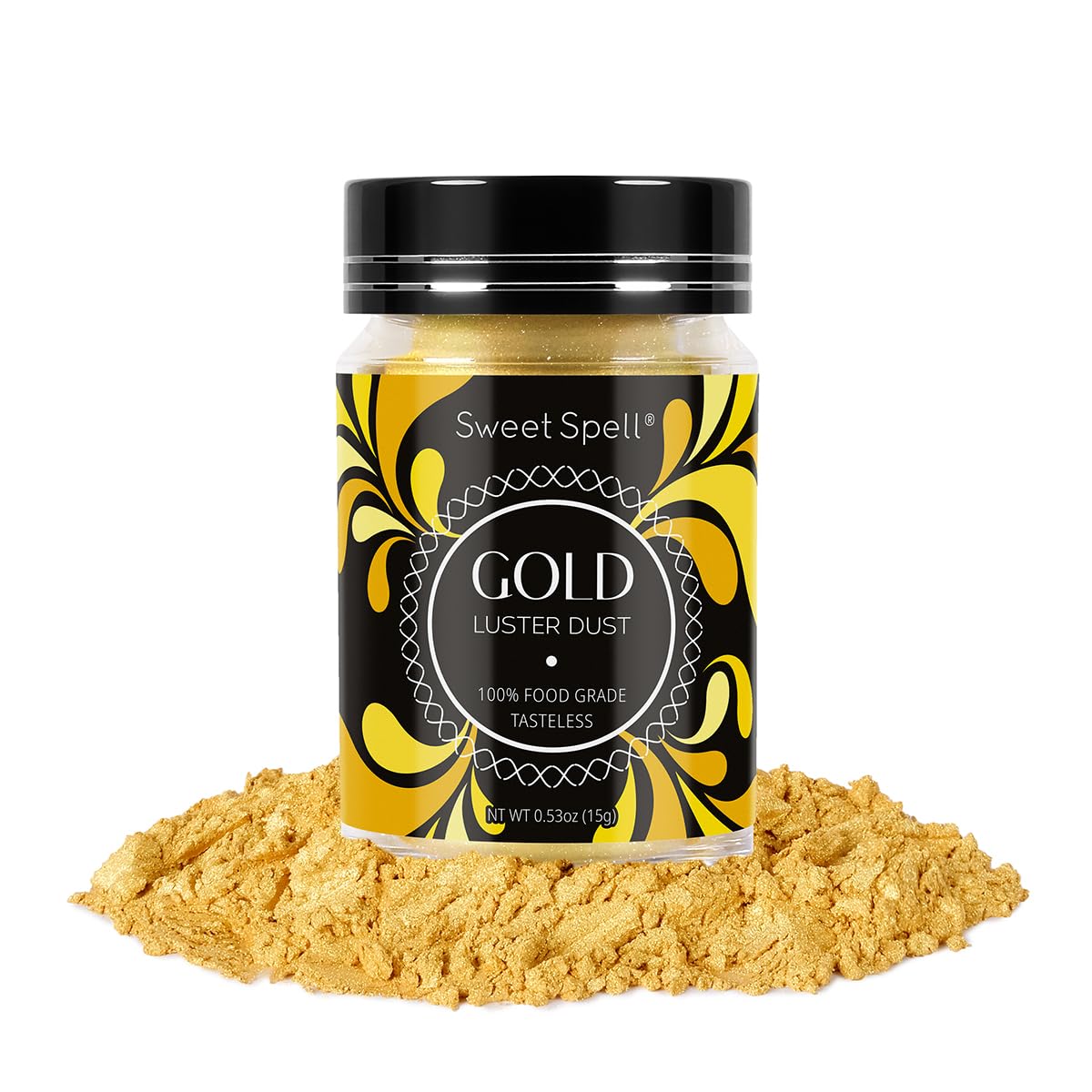 Sweet Spell Gold Luster Dust Edible Glitter (15G) - Shimmer Pearl Dust Powder For Decorating Cakes, Chocolate, Drinks, Cocktails