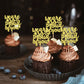 Keaziu 24 Pack Graduation Cupcake Toppers, Proud Gold Paper Picks for 2025 Graduation Theme Party Decorations