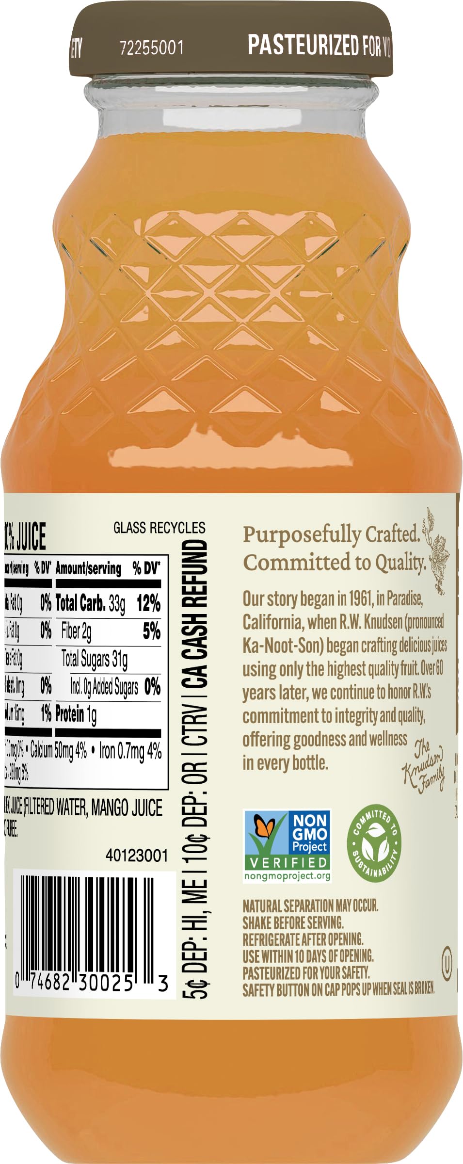 R.W. Knudsen Just Mango Juice, 8 Fl Oz (12 Pack)