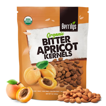 USDA Organic Bitter Apricot Kernels 1 lb (16 oz), Natural Bitter Apricot Seeds, Vegan, Non-GMO, Gluten Free