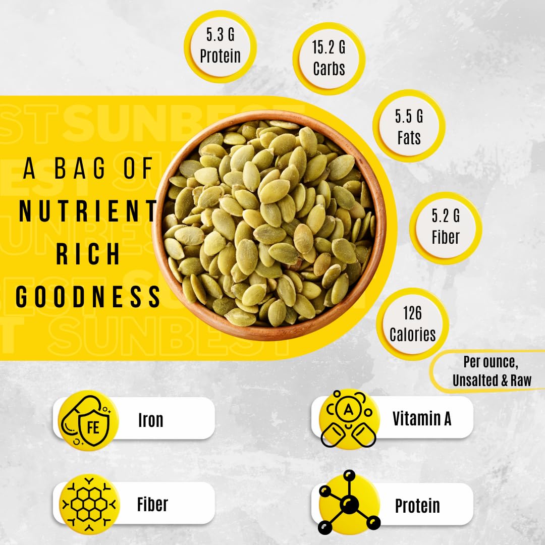 Sunbest Natural - Pumpkin Seeds, Pumpkin Seeds Roasted Salted, Non-Gmo Shelled Pumpkin Seeds, Vegan And Kosher Seeds Snacks, 3 Lbs.