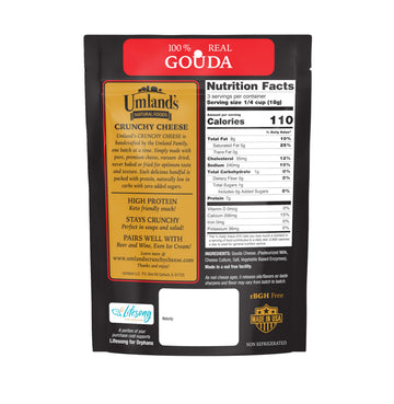 Umlands Crunchy Cheese - Gouda (3      1.9  oz Bags) | 100% Real Wisconsin Cheese, Keto, Low-Carb, High-Protein, Gluten-Free, Sh