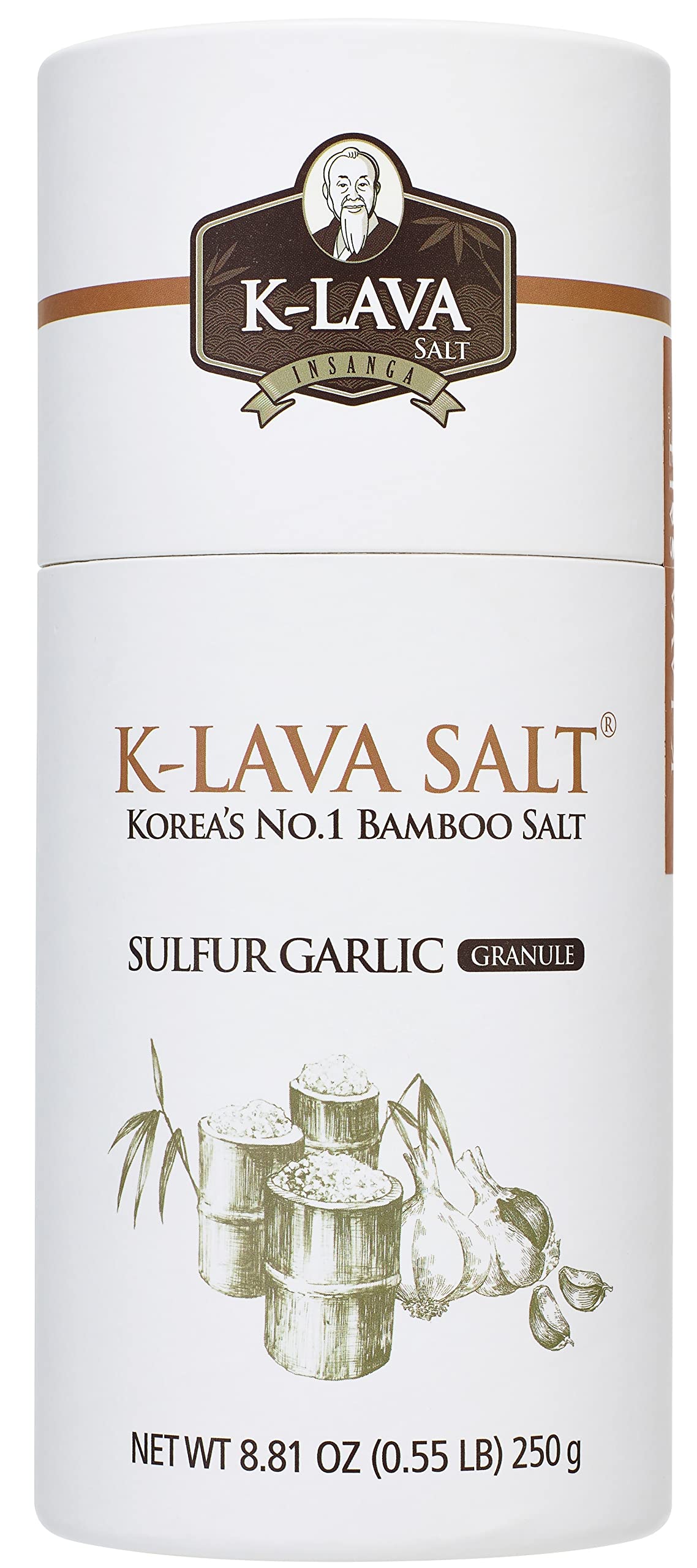 K-LAVA SALT-Koreas No.1 Bamboo Salt-Sulfur Garlic, Granule, 8.81 Ounce, POWERFUL 25 Bulbs of Baked Sulfur-fed Garlic with 9x Ba