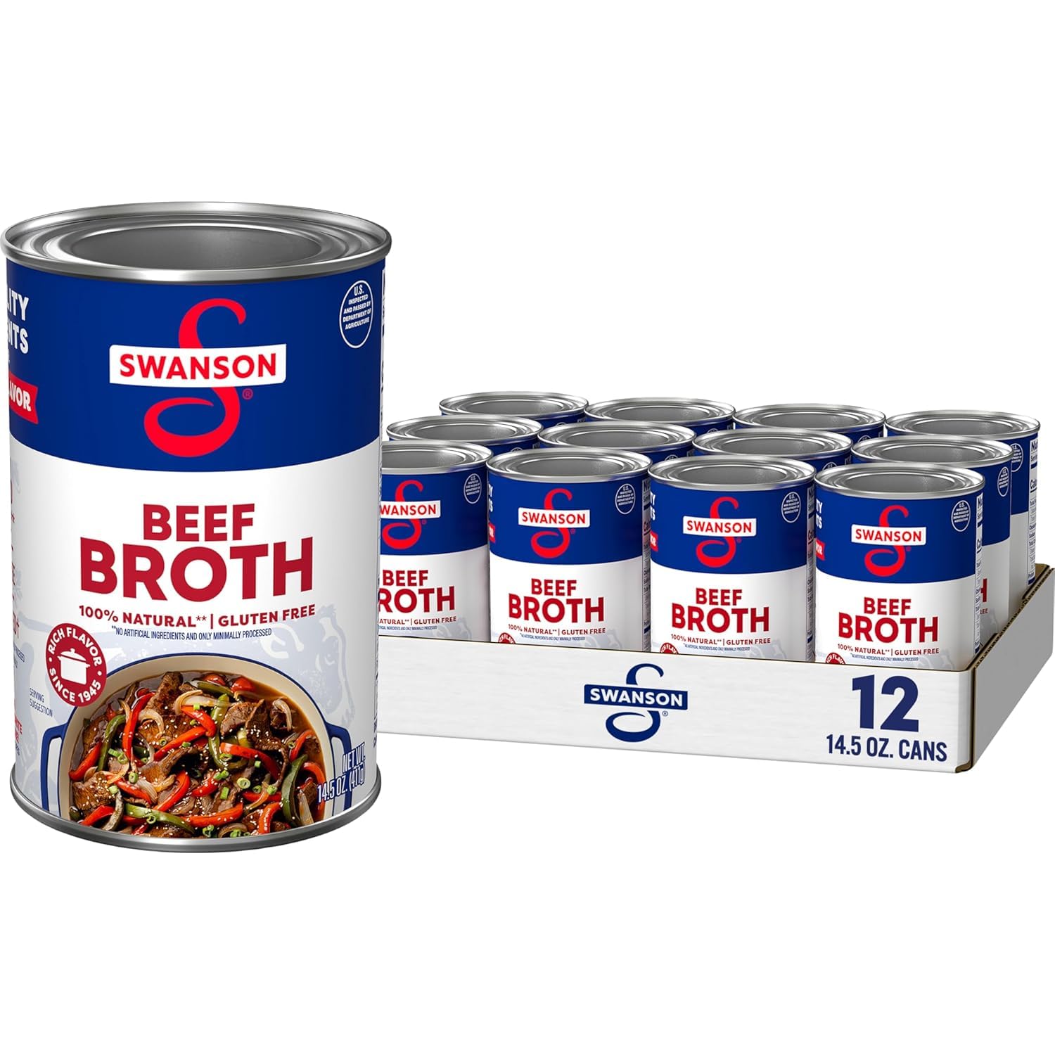 Generic 100% Natural, Gluten-Free Beef Broth, 14.5 Oz Can (Pack of 12)