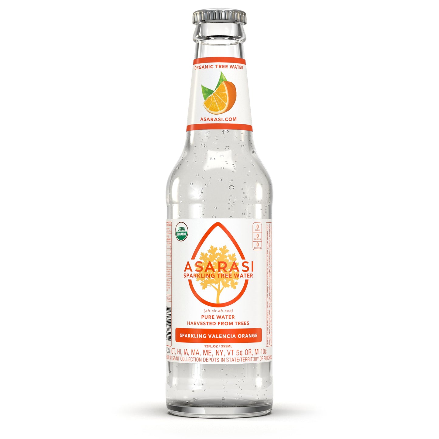 Asarasi Organic Sparkling Valencia Orange Tree Water - 12 Pack