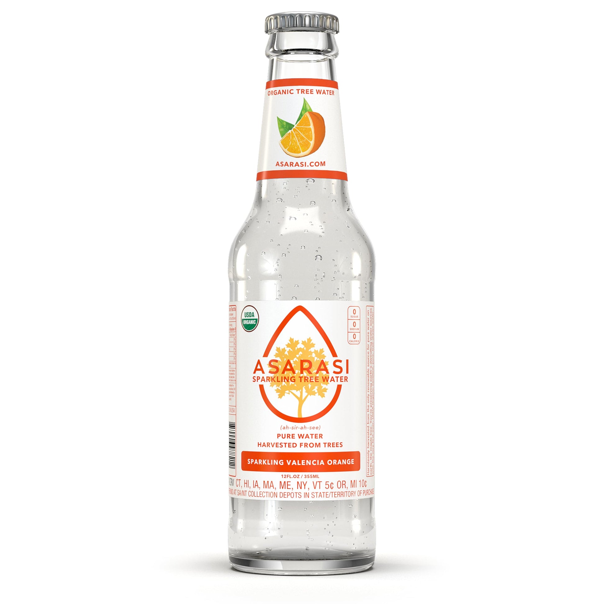 Asarasi Organic Sparkling Valencia Orange Tree Water - 12 Pack