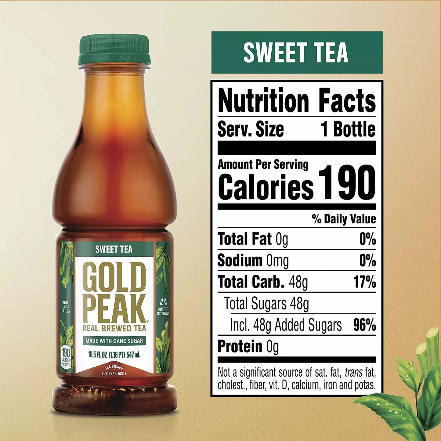 Gourmet Kitchn Gold Peak Naturally Sweet Real Brewed Tea, Picked For Peak Taste, Made With Cane Sugar -(185Oz 18Pk Per Box), Tot