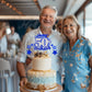 Happy 50Th Birthday Cake Topper, Blue And Silver Glitter Cake Toppers, 50 Year Birthday Party Cake Decoration
