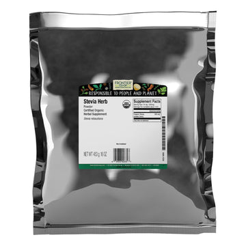 Frontier Co-op Stevia Herb Powder, 1lb Bulk Bag, Certified Organic | 100% Pure Stevia Powder | Ideal for Baking, Coffee, and Tea | No Fillers, Kosher