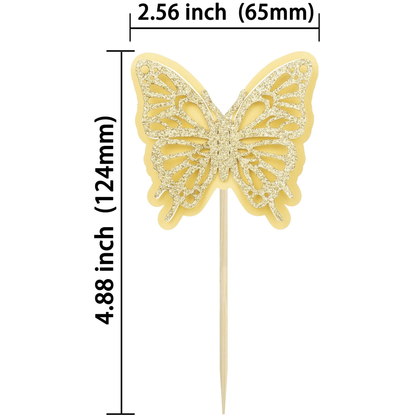 Gyufise 24Pcs Butterfly Cupcake Toppers Glitter Hollow 3D Butterfly Cupcake Picks Decorations For Butterfly Theme Wedding Annive