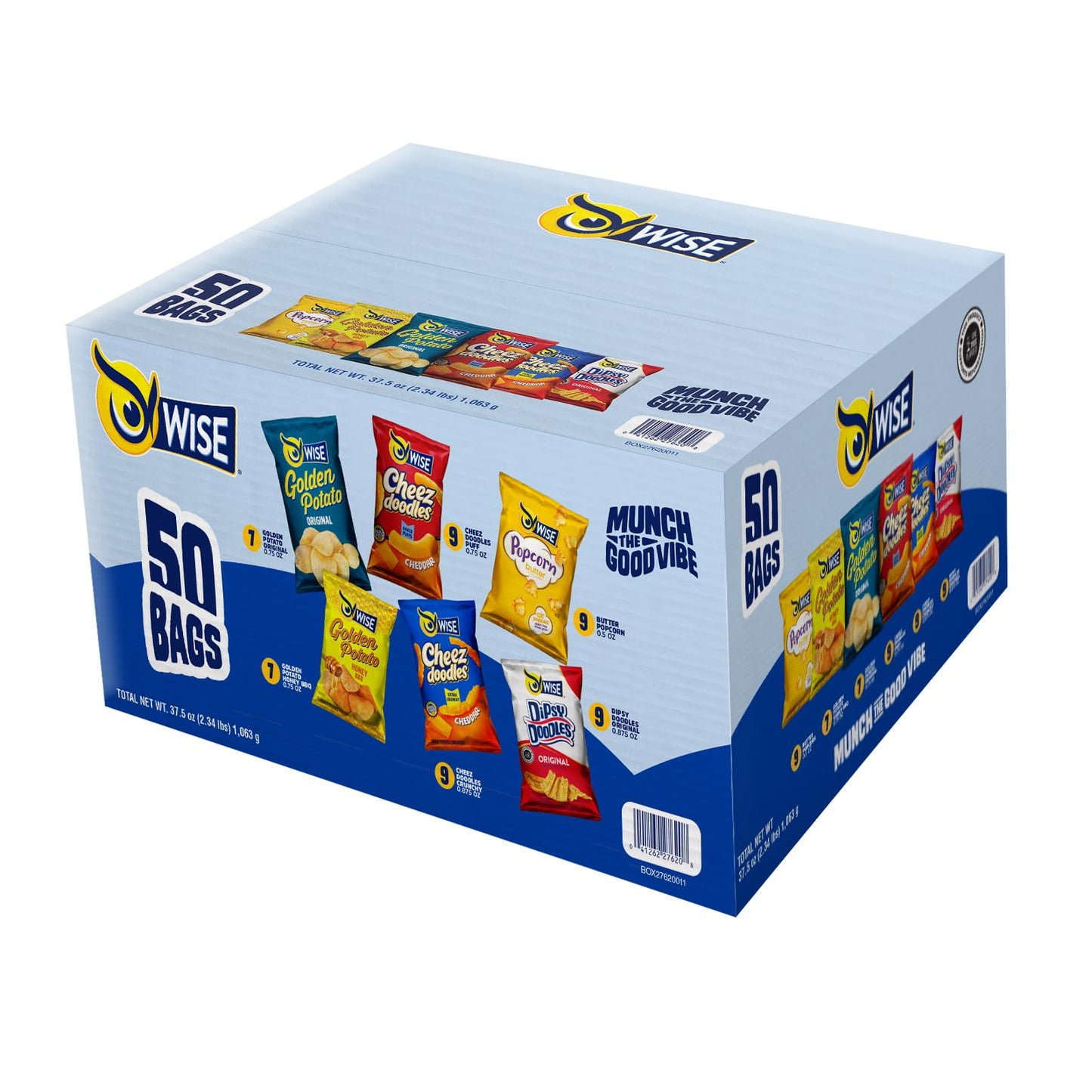 Wise Snacks Variety Pack Chips - Assorted Flavors - 50 Count - 40.3 Ounce Individual Bags - Perfect for On-the-Go Snacking