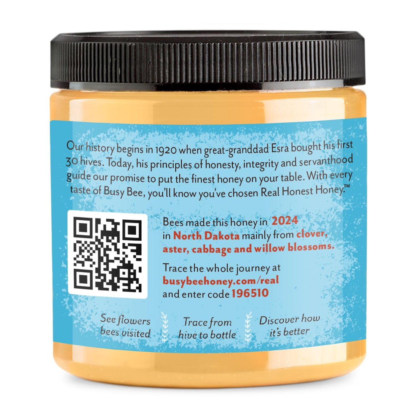 BUSY BEE Raw Unfiltered Honey, Wildflower, 12 oz (Pack of 2)