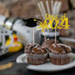 2024 Glittery Graduation Cupcake Toppers (48 Pieces) Gold And Black Class Of 2024 Graduation Cap Diploma Cupcake Toppers For Gra