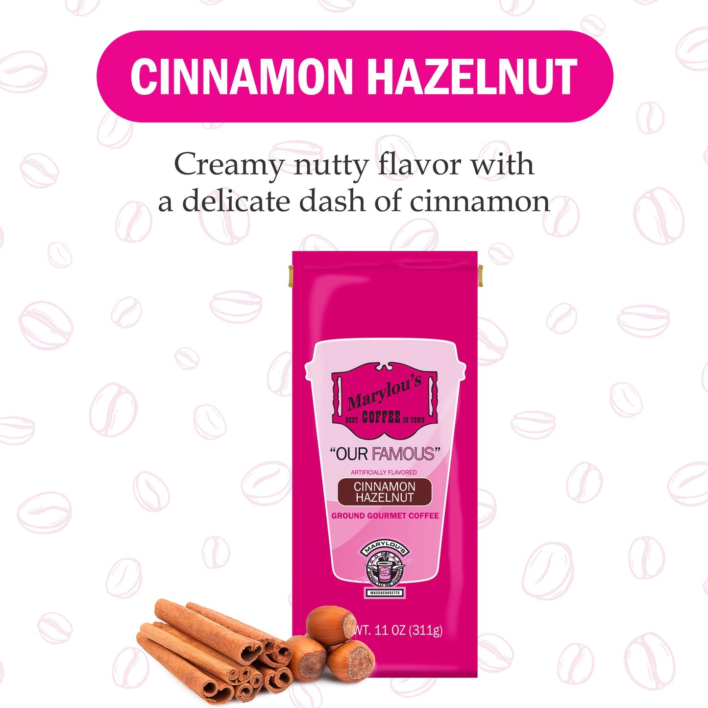 Marylous Coffee Cinnamon Hazelnut Flavored Ground Coffee - 11 oz