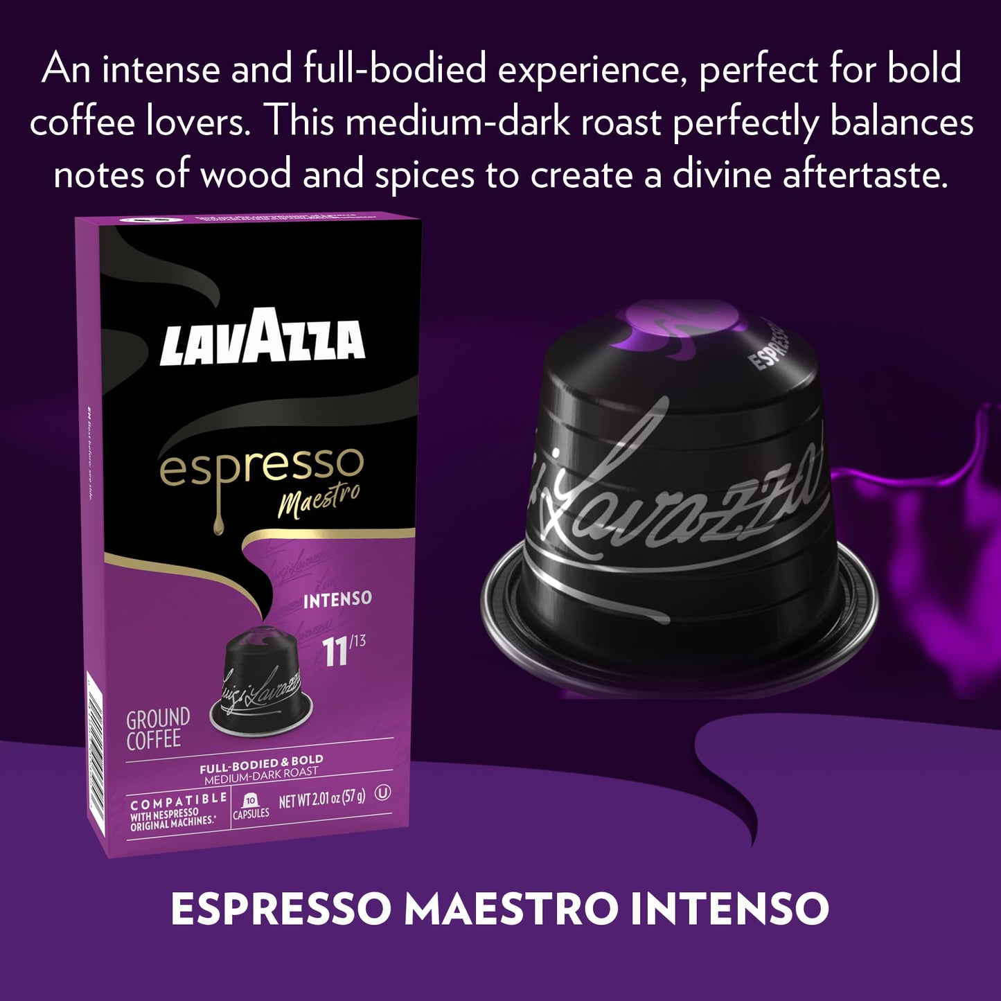 Lavazza Espresso Maestro Intenso Aluminum Capsules Compatible with Nespresso* Original Machines  Medium-Dark Espresso Roast  Arabica and Robusta (120 Capsules)