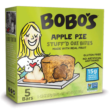 Bobo s Oat Bites, Apple Pie Stuffed, 1.3 Ounce Bites (5ct Box), Gluten Free Whole Grain Snack