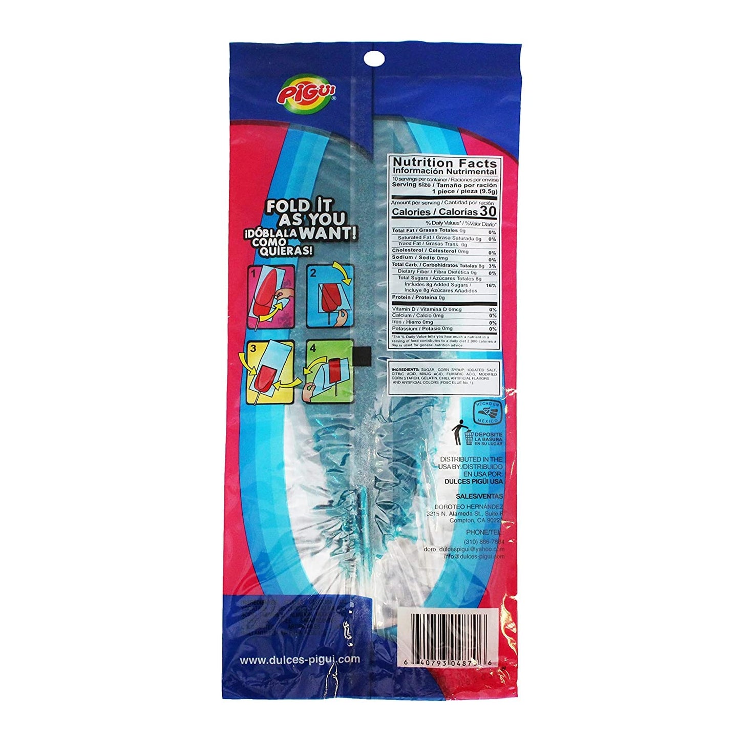 Pigui | Slaps Tamarind Blue Flavor Paletas Mexican Candy (100 Lollipops)