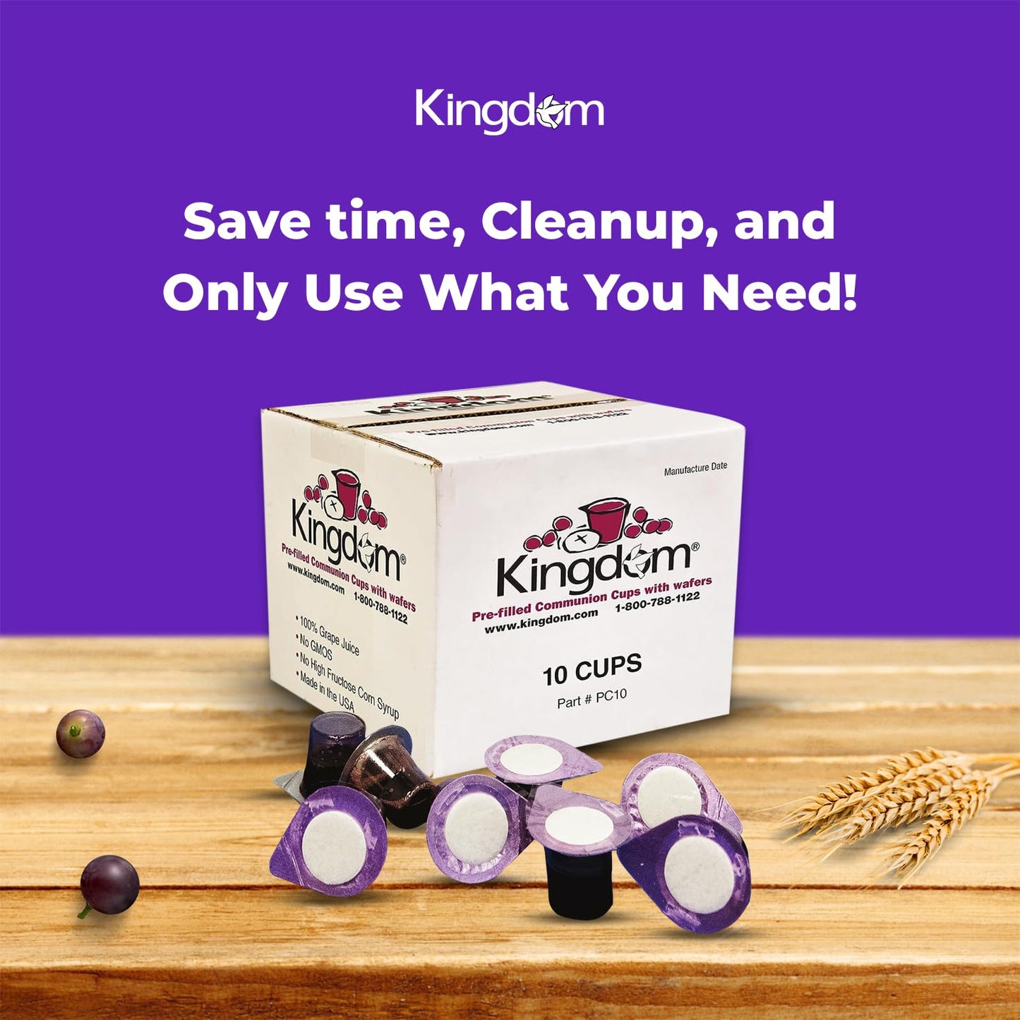 Kingdom Prefilled Communion Cup With Wafers(10Ct - Red Juice) Sealed In A Single-Serving Container With One-Year Shelf Life, Per