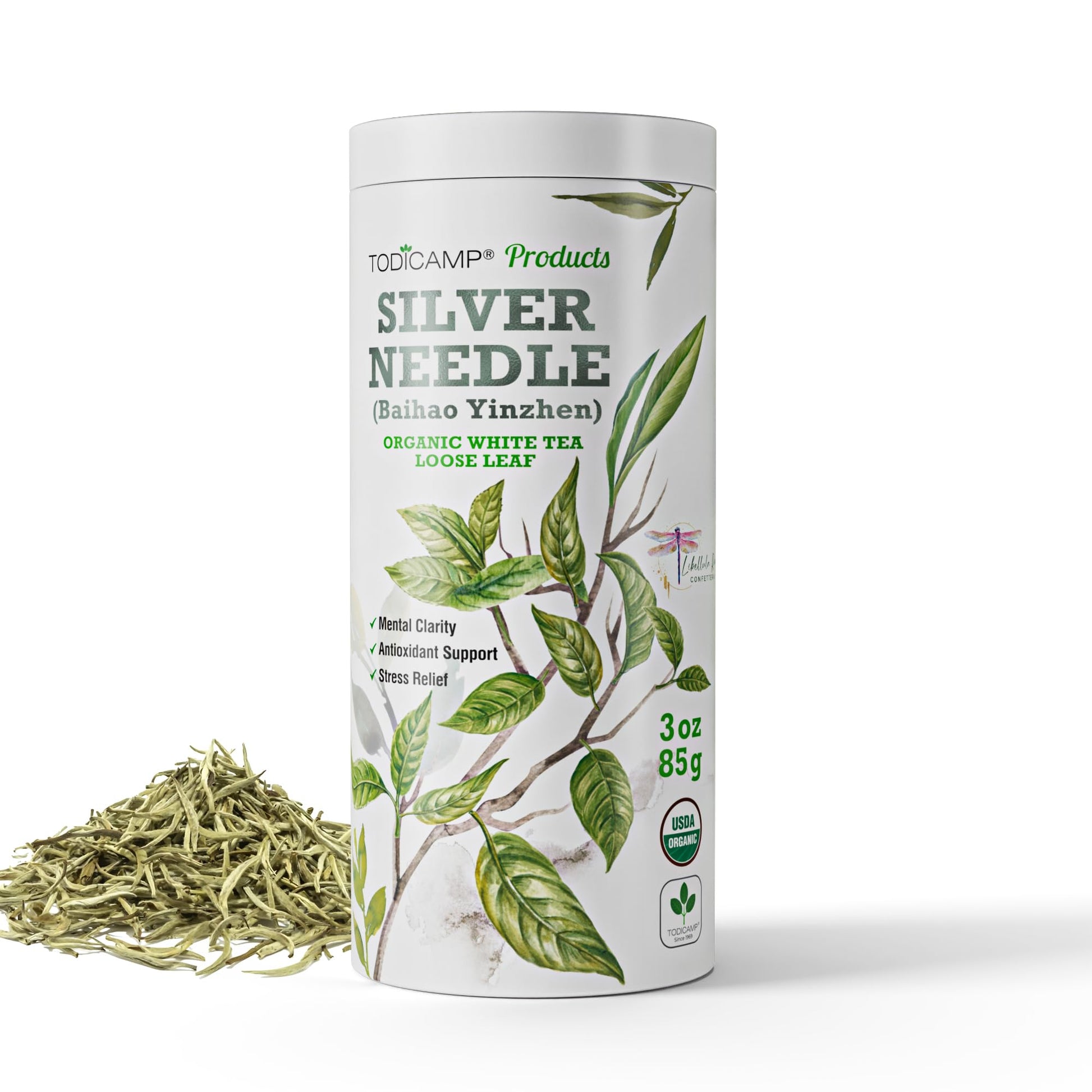 TODICAMP Silver Needle White Tea - Loose Leaf, Rich in Antioxidants - 3 Ounce Pack - White Silver Needle Tea