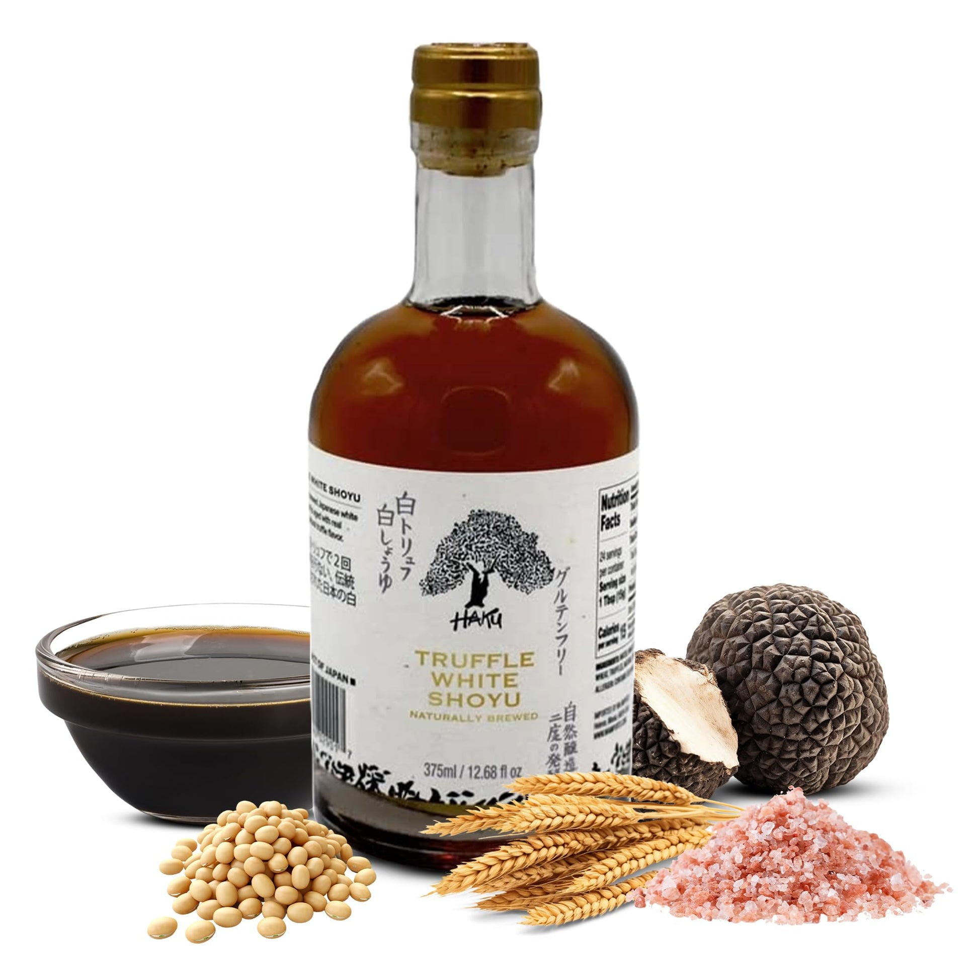 Haku Truffle White Shoyu Naturally Brewed Aged 2 Years, 12.68 Oz (375 Ml) - Traditional Gourmet Dipping Sauce & Marinade For Sus