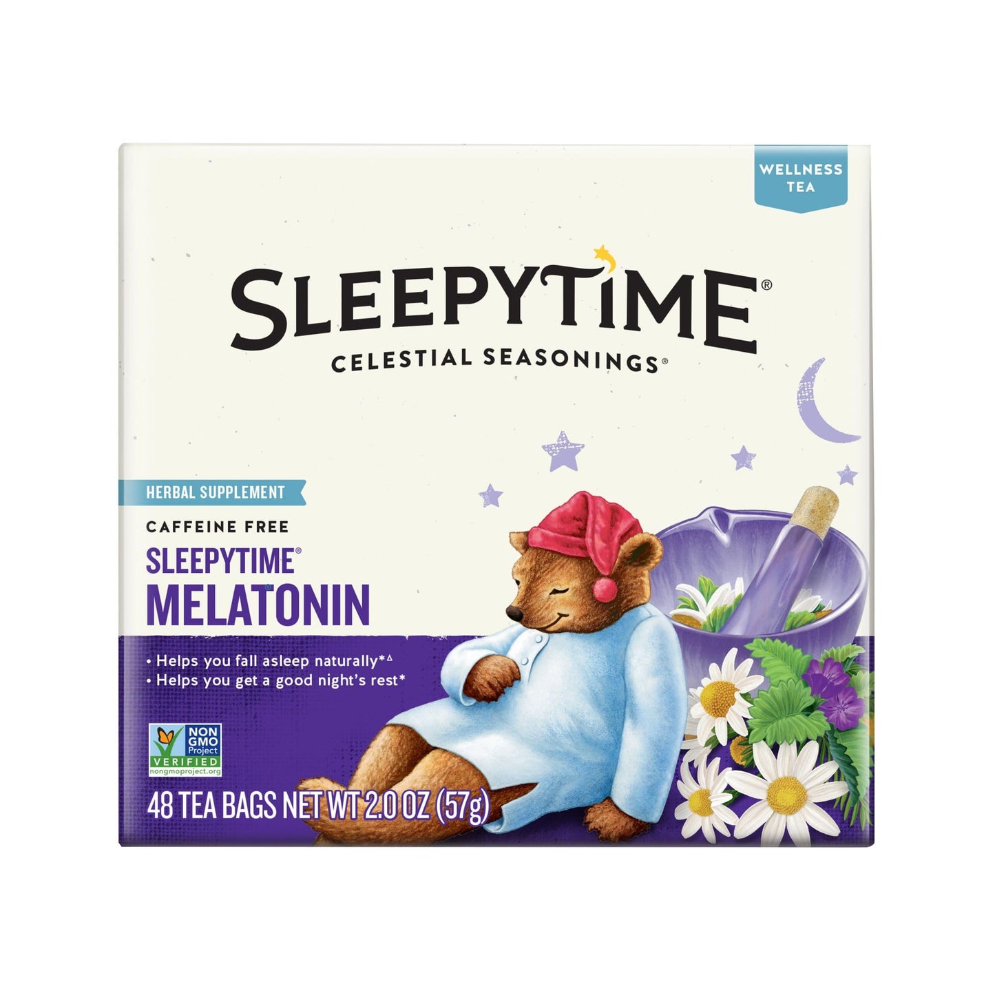 Celestial Seasonings Sleepytime Wellness Herbal Tea Bags, 48 Count