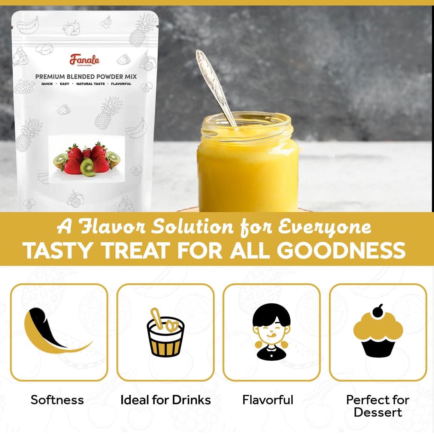 Fanale Egg Pudding Bubble Tea Flavoring Powder | 2.2 lbs (Pack of 20) | Ideal for Baking, Smoothies, Desserts, and Drinks