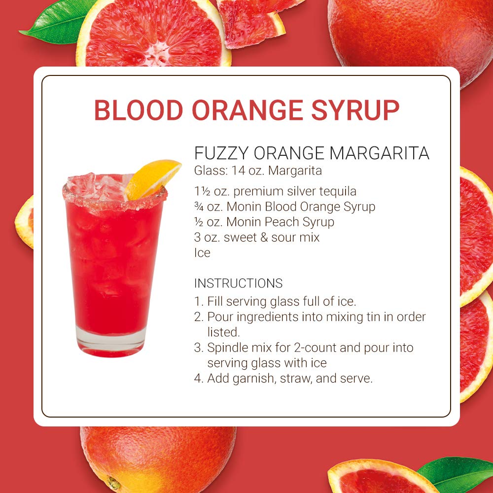 Monin Blood Orange Syrup, Natural Flavors, 33.8 Fl Oz, Non-GMO, Gluten-Free