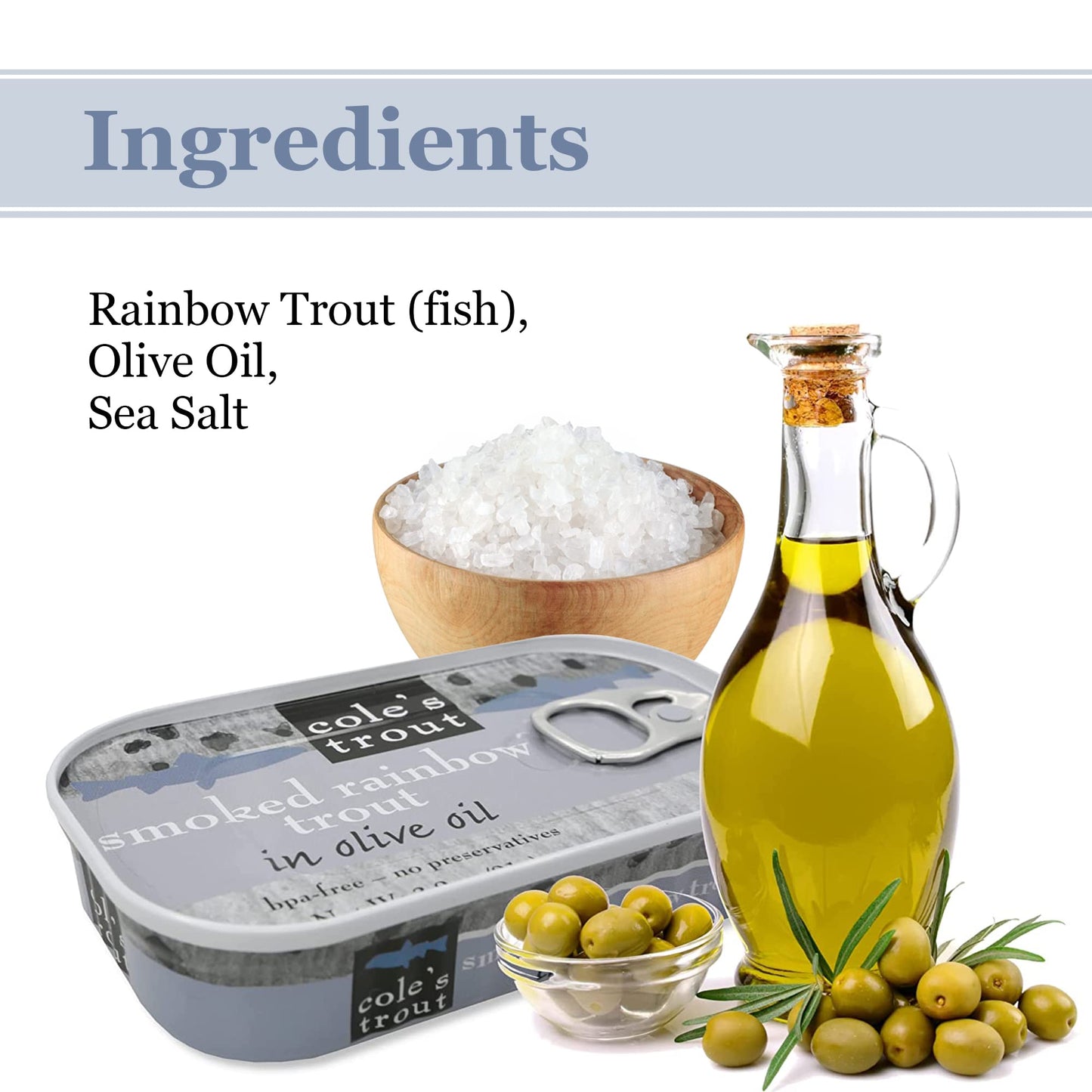 Coles Smoked Trout Fillet in Olive Oil, 3.2oz Canned Fish, High Protein, Pack of 10