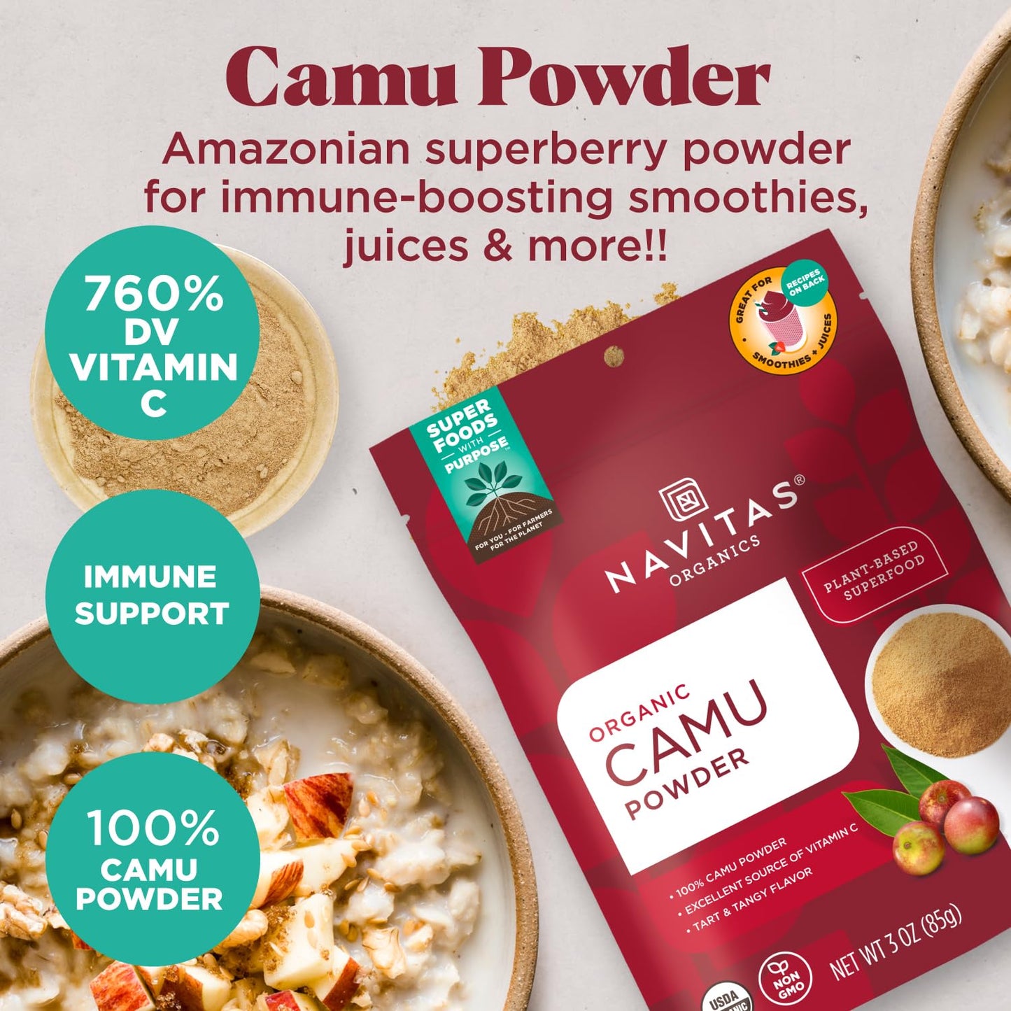 Navitas Organics Camu Powder, 3 Fl Oz (Pack of 6)