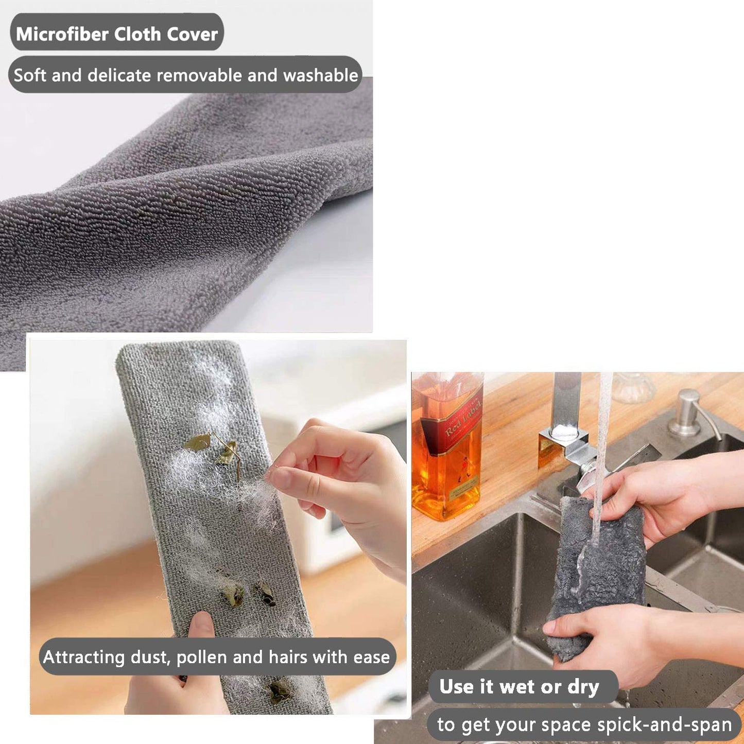 Dust Brush Under Appliance Microfiber Duster With Extension Pole (40 To 55 Inches) Bendable, Washable, Extendable Gap Dusters Fo