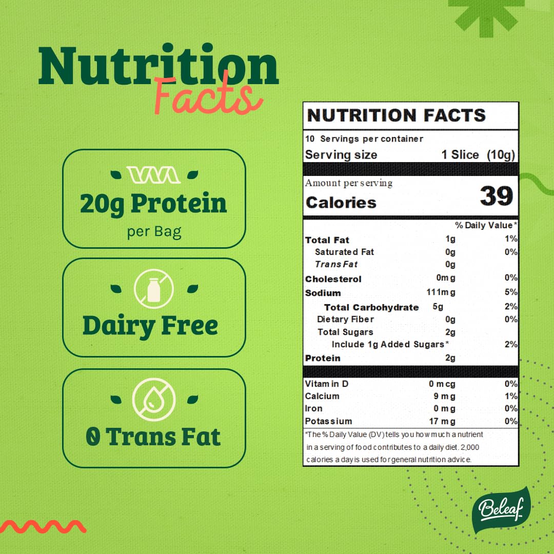 BE LEAF Plant-Based Jerky - High-Protein Vegan Snack, 3.5 oz Pack of 12
