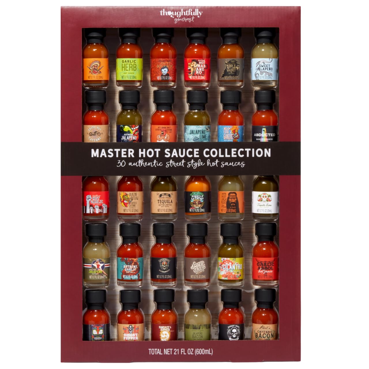 Thoughtfully Gourmet  Master Hot Sauce Collection Sampler Set  Flavors Include Garlic Herb  Apple Flavor Blend And More  Hot Sauce Gift Set Of 30