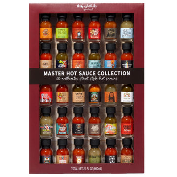 Thoughtfully Gourmet  Master Hot Sauce Collection Sampler Set  Flavors Include Garlic Herb  Apple Flavor Blend And More  Hot Sauce Gift Set Of 30