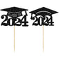 Gyufise 24Pcs Graduation Cap Cupcake Toppers Black Glitter Graduation 2024 Cake Decorations For 2024 Graduation Theme Party Cake